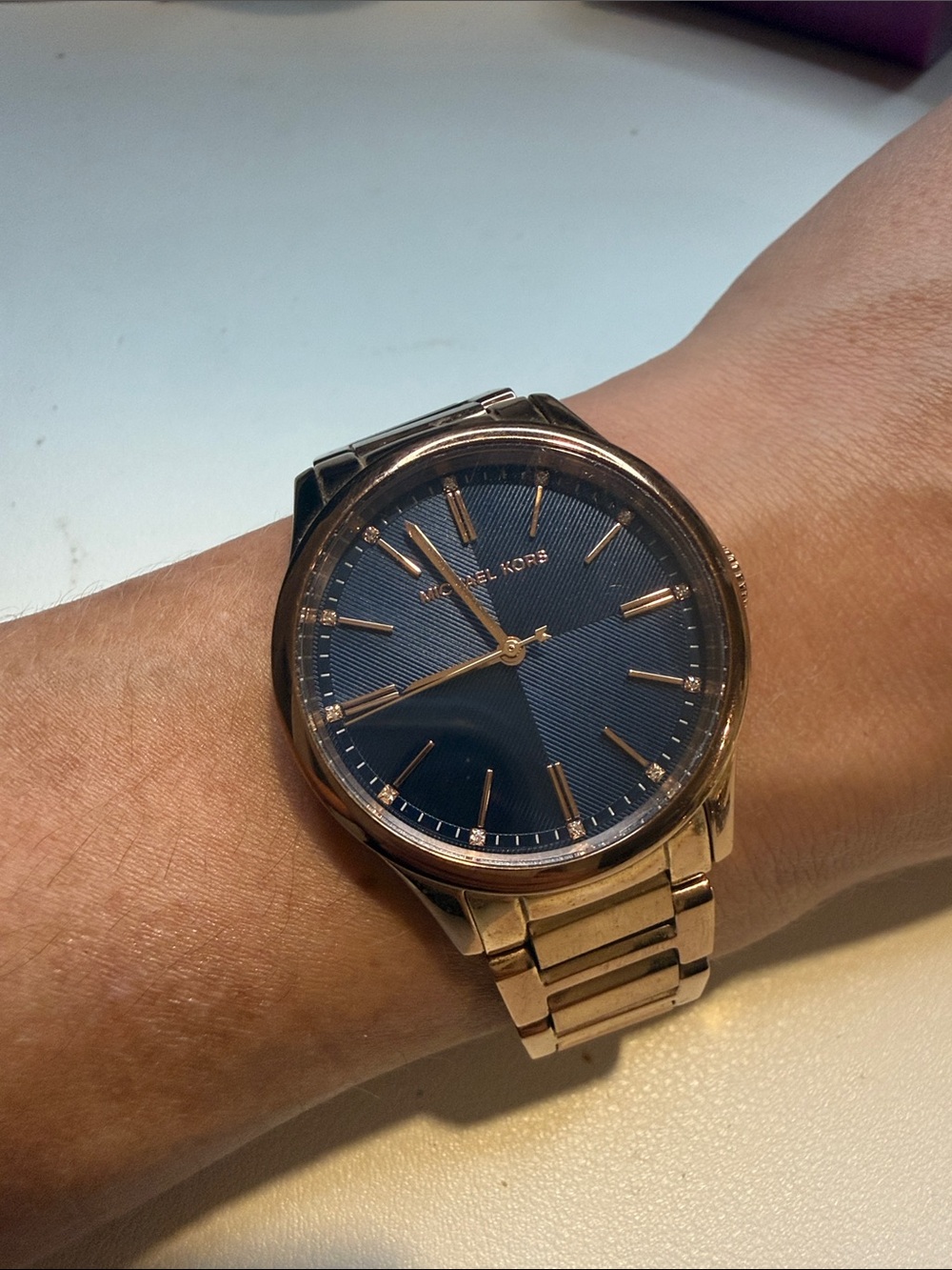Michael Kors Rose Gold Watch with Navy Dial